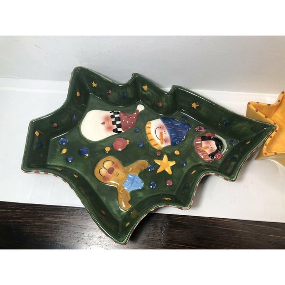 Santa’s Helper 2 pieces Chip And Dip Dish Christmas Tree Shape, EUC - Picture 7 of 7
